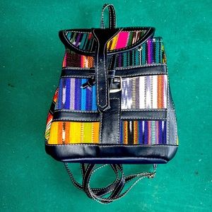 Mini multi colored leather backpack